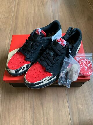 ソールフライ × ナイキ エアジョーダン1 ロー "ブラック アンド スポーツ レッド" DN3400-001 24.5cm