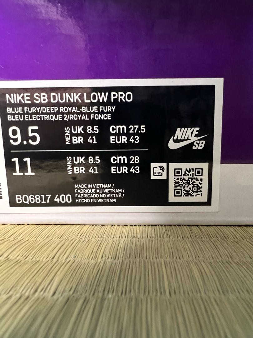 NIKE SB DUNK LOW PRO "BLUE FURY" 27.5cm