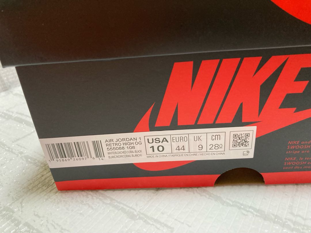 Nike Air Jordan 1 High OG "Bleached Coral" 28cm