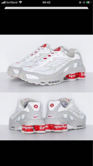 シュプリーム × ナイキ ショックス ライド 2 "ホワイト/グレイフォッグ フラット プラティナム" SUP-SHOX-WHITE 26.5cm