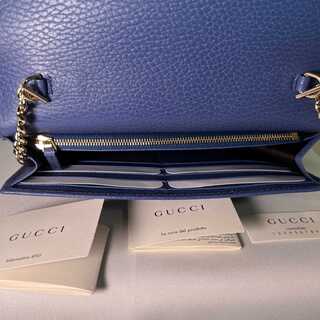 新品未使用　本物保証　グッチ　レザー　チェーンウォレット　ショルダーバッグ 26cm