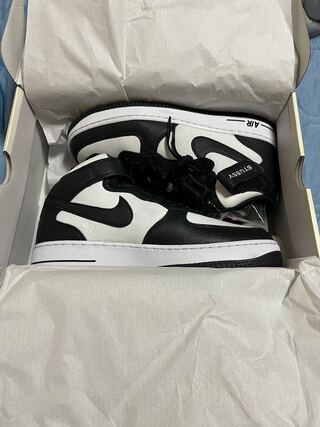 stussy×air force1 mid black and light bone 26.5cm