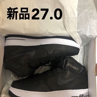 ステューシー × ナイキ エアフォース1 ミッド "ブラック/ブラック" 27cm