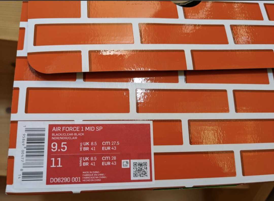 Off-White Nike Air Force 1 Mid Black Off-White Nike Air Riryoku1 Black 27.5 27.5cm