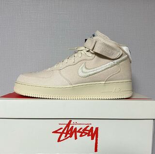Stussy × Nike Air Force 1 Mid Fossil 30cm