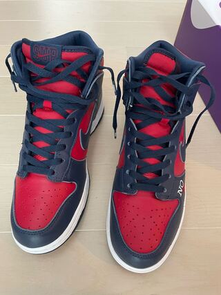 Supreme x Nike SB Dunk High by Any Means "Red/Ne Minarho Wight" 27cm