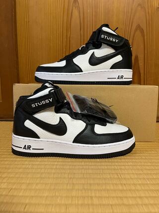 ステューシー × ナイキ エアフォース1 ミッド "ブラック アンド ライトボーン" 25.5cm