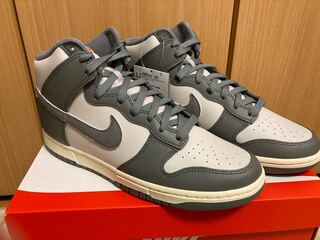 27.0 Nike Dunk High Retro SE VNTG "Light Bone and Tumbled Grey" 27cm