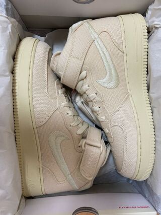 ステューシー × ナイキ エアフォース1 ミッド "フォッシル ストーン" DJ7841-200 27cm