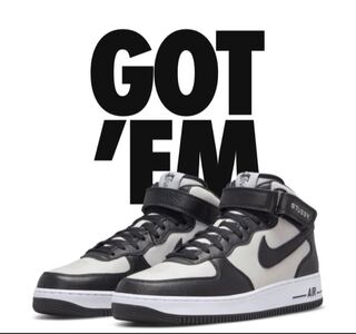 ステューシー × ナイキ エアフォース1 ミッド "ブラック アンド ライトボーン" DJ7840-002 27.5cm