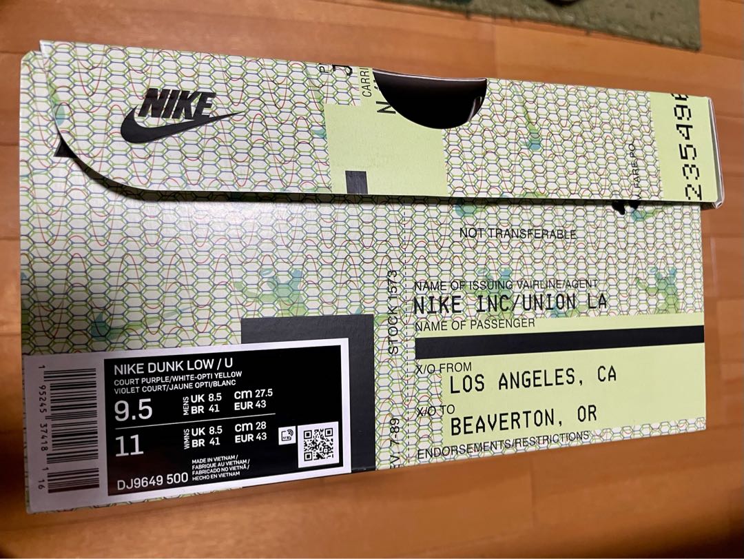 Union x Nike Dunk Low Passport Pack "Court Purple" 27.5cm