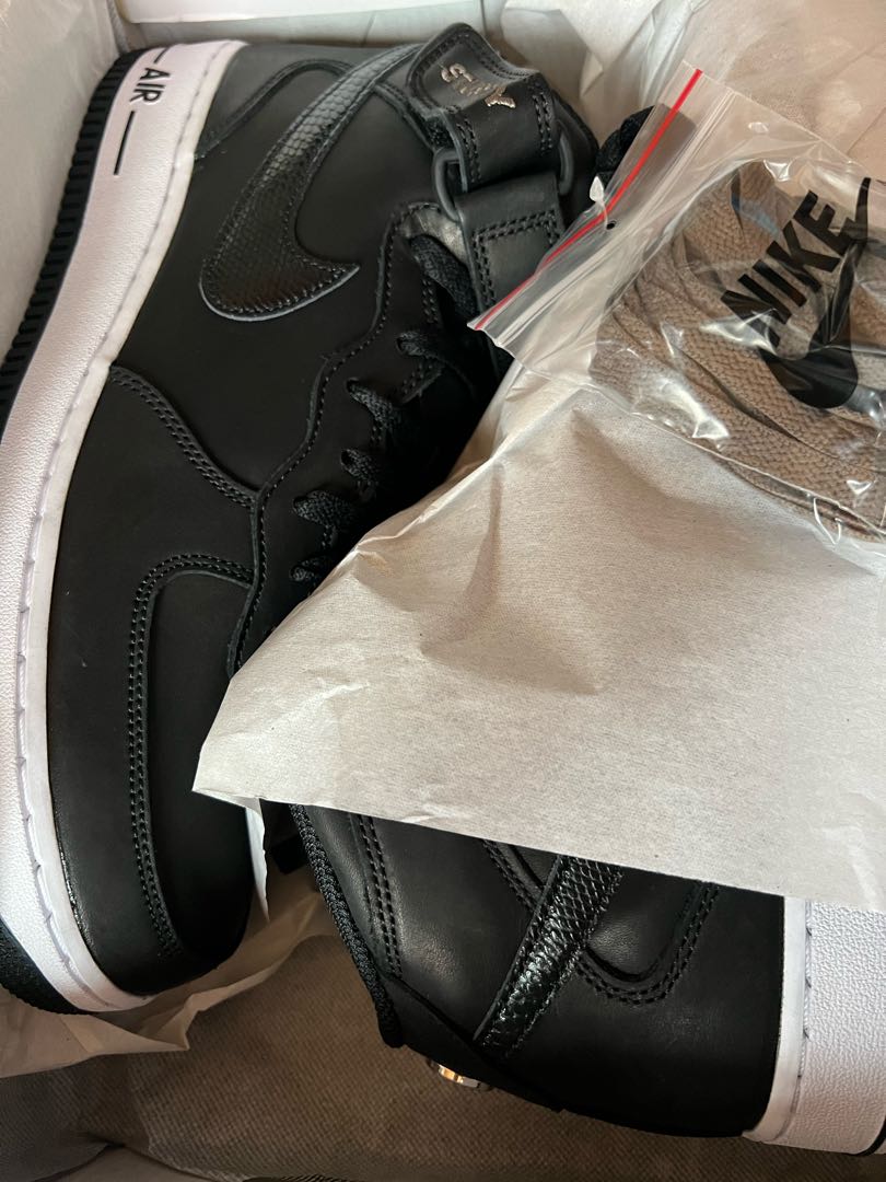 ステューシー × ナイキ エアフォース1 ミッド "ブラック/ブラック" 28cm