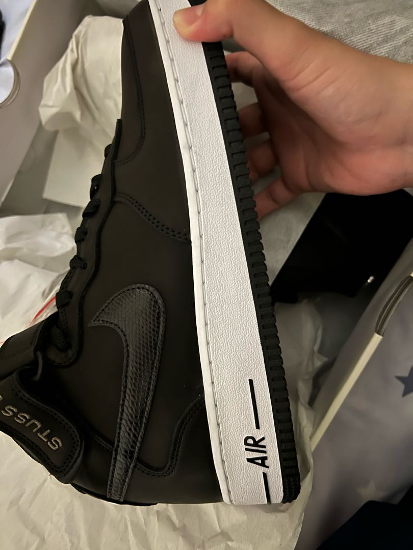 ステューシー × ナイキ エアフォース1 ミッド "ブラック/ブラック" 28cm