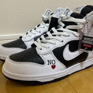 シュプリーム × ナイキ SB ダンク ハイ バイ エニー ミーンズ "ホワイト ブラック" DN3741-002 25cm