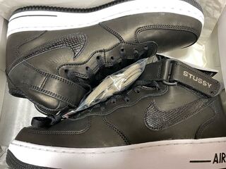 ステューシー × ナイキ エアフォース1 ミッド "ブラック/ブラック" 27cm