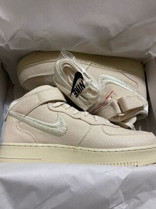 ステューシー × ナイキ エアフォース1 ミッド "フォッシル ストーン" DJ7841-200 27.5cm