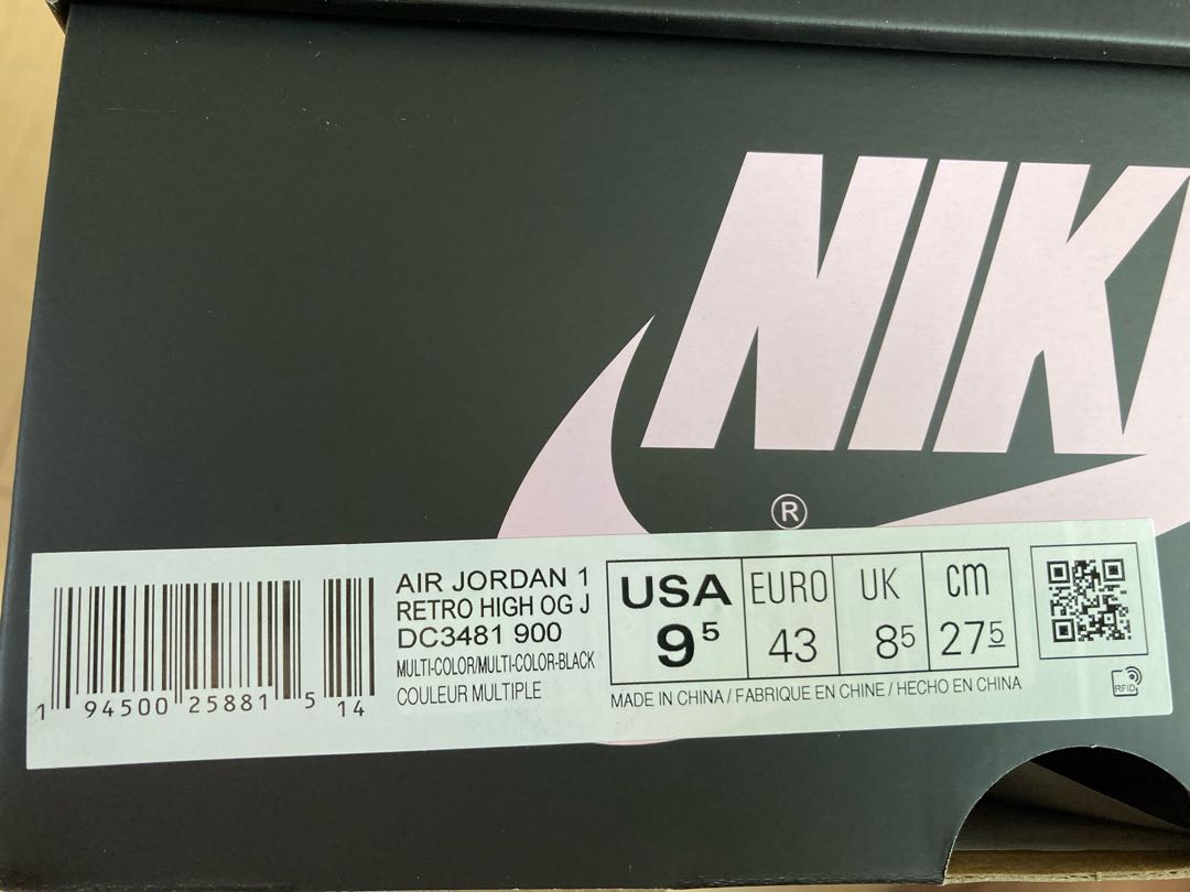 J Balvin x Nike Air Jordan 1 High OG "Rainbow" 27.5cm