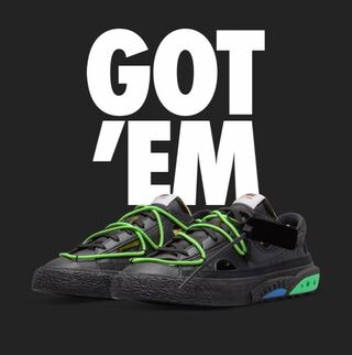 オフホワイト × ナイキ ブレーザーロー "ブラック アンド エレクトログリーン" 27.5cm