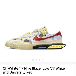 オフホワイト × ナイキ ブレーザー ロー "ホワイト アンド ユニバーシティ レッド" DH7863-100 27cm