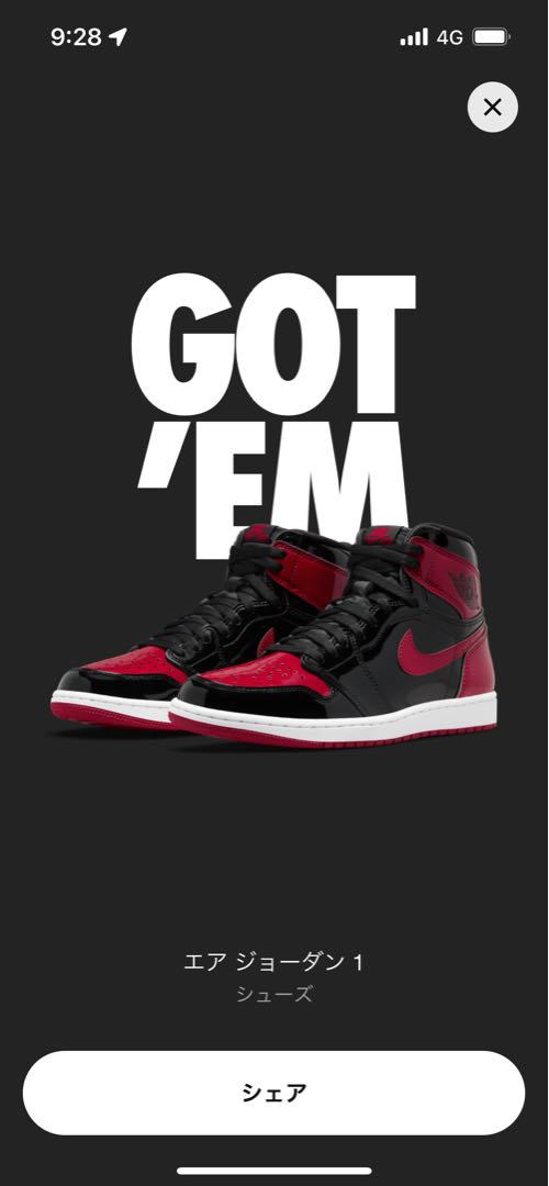 Nike Air Jordan 1 High OG "Patent Bread" 27cm