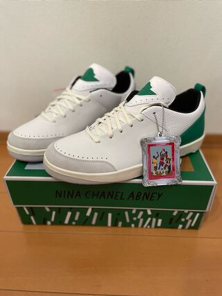 ニーナ・シャネル・アブニー × ナイキ ウィメンズ エアジョーダン2 ロー "ホワイト アンド マラカイト" DQ0560-160 28cm