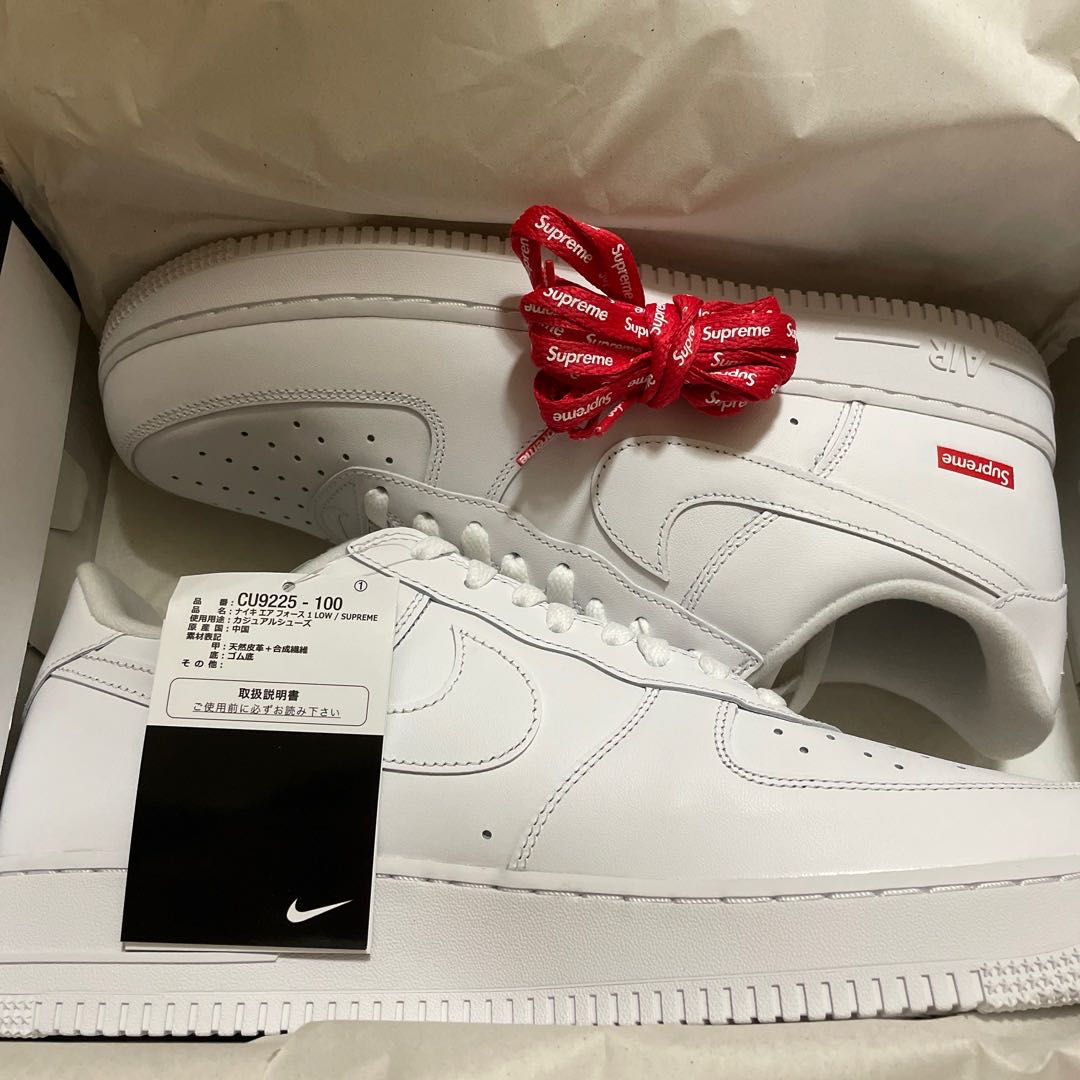 シュプリーム × ナイキ エアフォース1 ロー "ホワイト" CU9225-100 27cm
