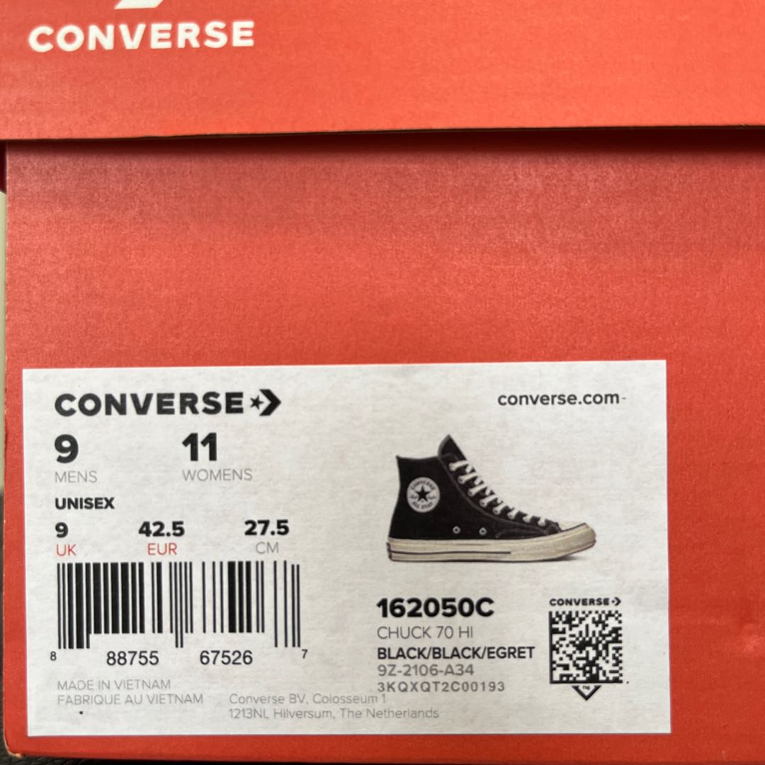 Converse Chuck Taylor CT70 HI 27.5 Black Black 27.5cm