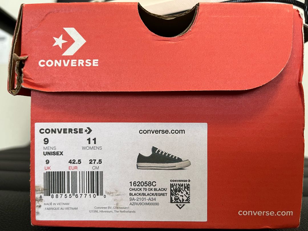 コンバース チャックテイラー CT70 黒 OX 27.5 US9 ブラック 27.5cm
