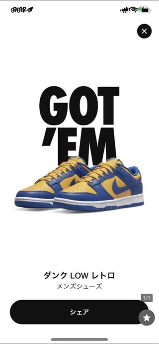 30cm Nike Dunk Low Blue Jay and University Gold/UCLA ナイキ ダンク ロー ブルージェイ アンド ユニバーシティゴールド/UCLA 30cm