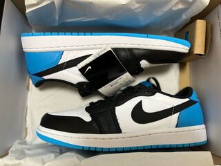 Nike Air Jordan 1 Low OG Black and Dark Powder Blue/UNC 25cm
