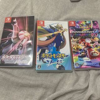 Switchカセット3種(ポケモンパールリメイク、ポケモンソード、マリオカート