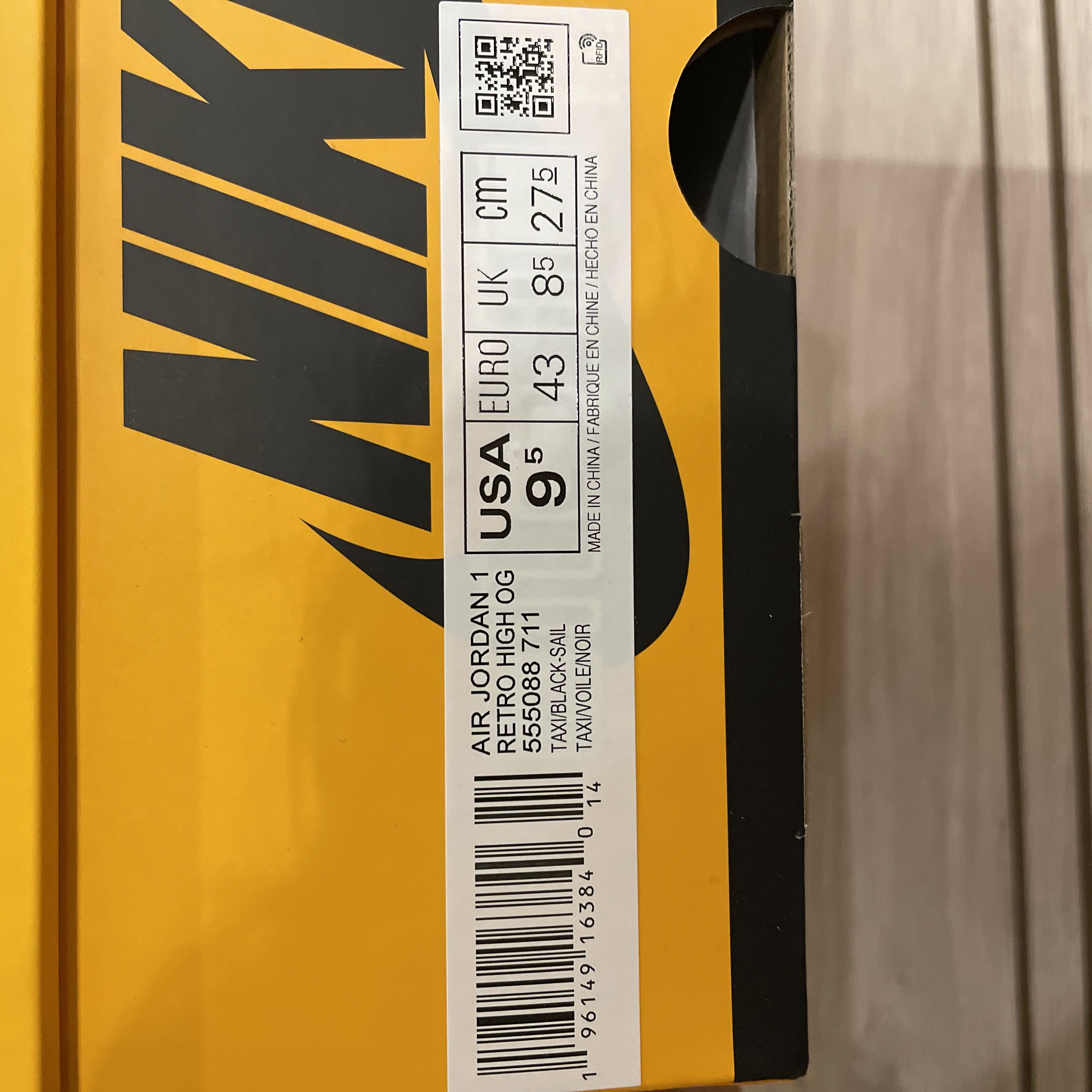 Nike Air Jordan 1 High OG Taxi 27.5cm