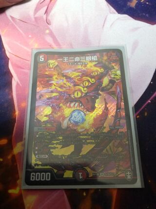 One king, two lives, three eyes spear (distorted, scratched)