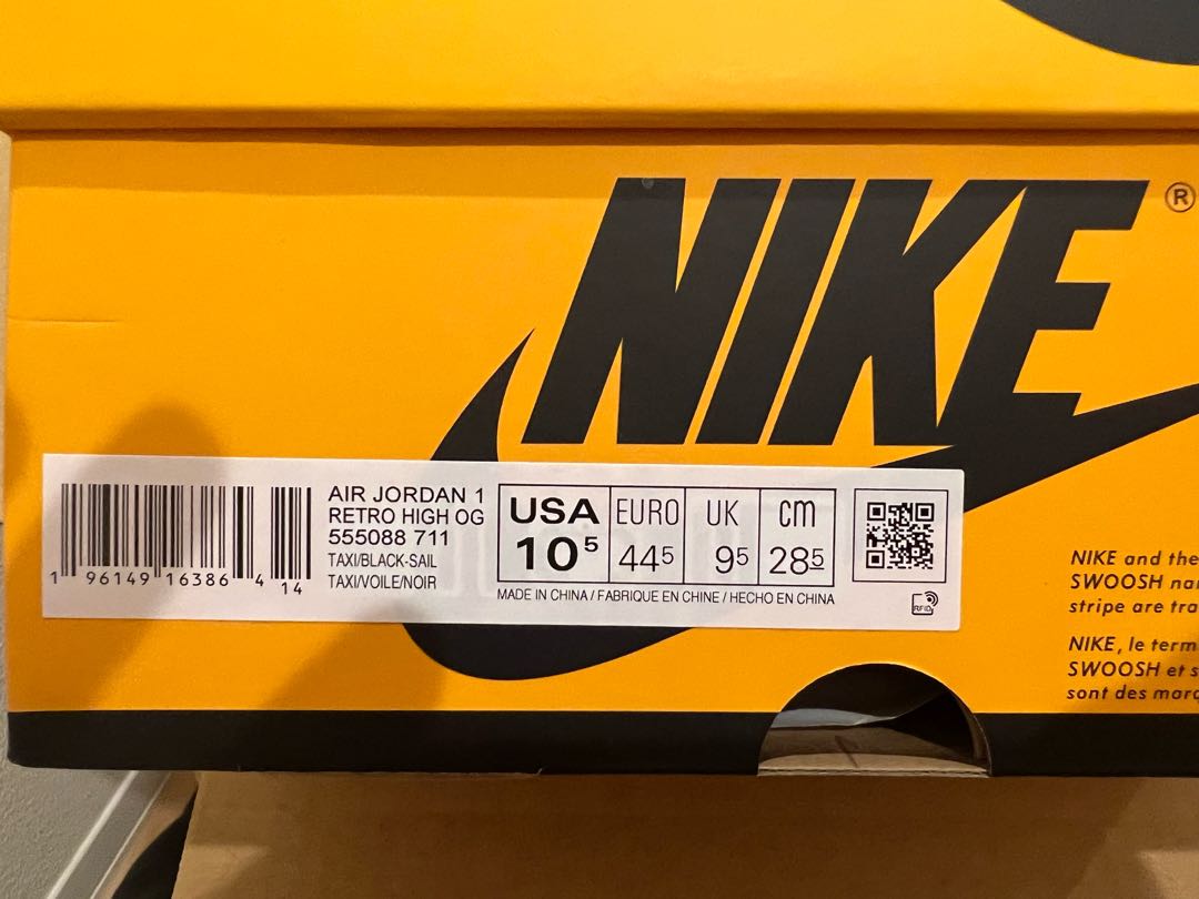 Nike Air Jordan 1 High OG "Taxi" Nike Air Jordan 1 High OG "Taxi" 28.5cm