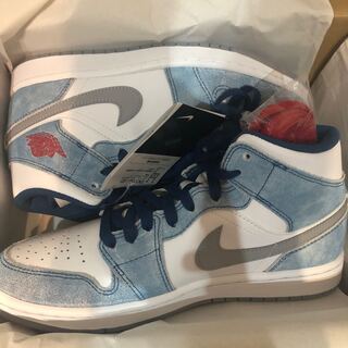 Nike Air Jordan 1 Mid "White/University Blue/Grey 25cm