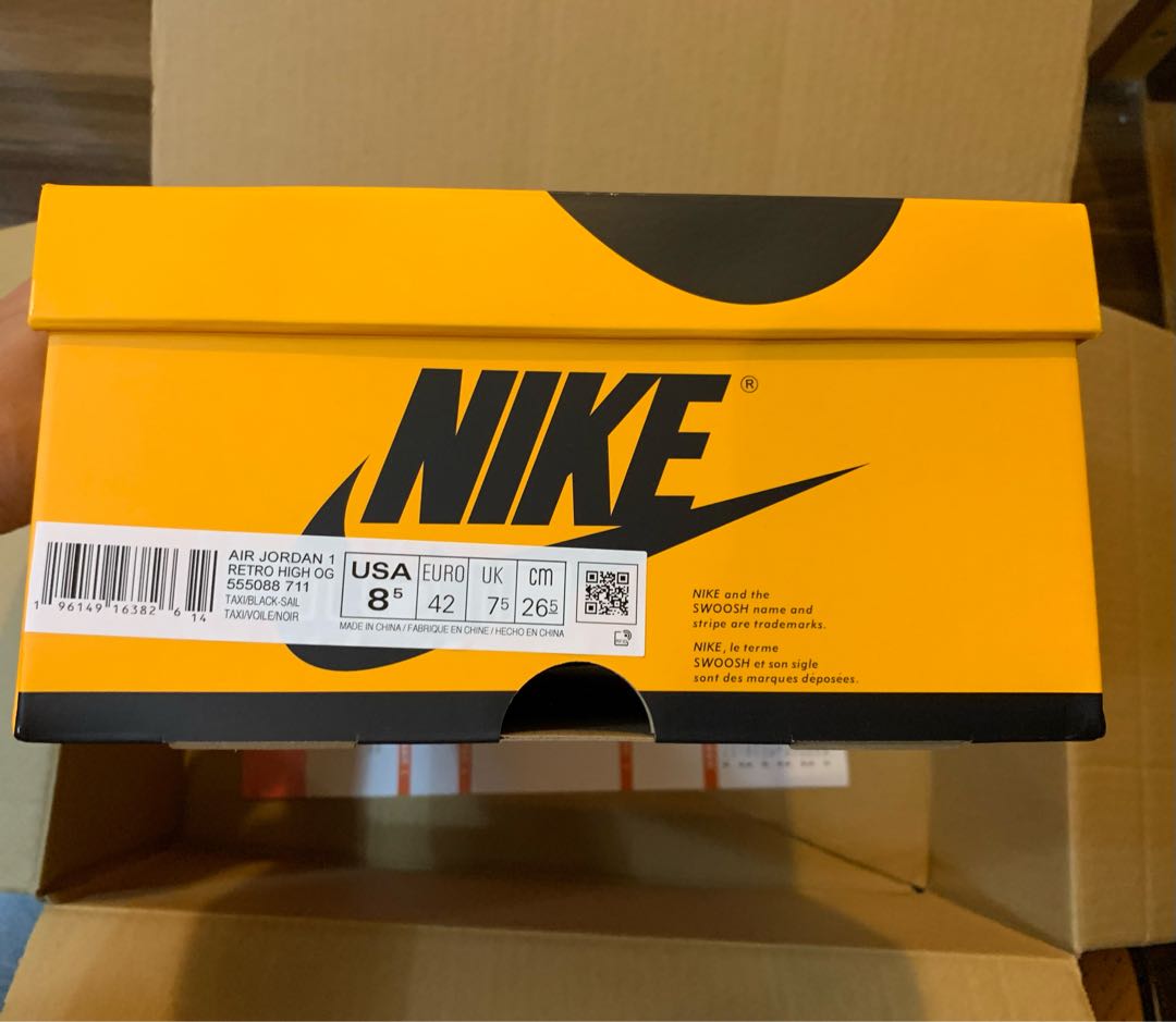 ナイキ エアジョーダン1 レトロ ハイ Og "イエロー トゥ" ブラック/タクシーホワイト 555088-711 jordan1 JORDAN OG TAXI 26.5cm