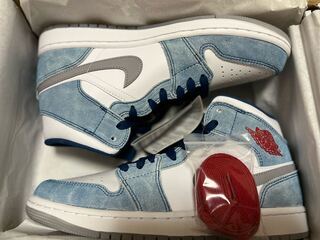 Nike Air Jordan 1 Mid White/University Blue/Grey 25.5cm