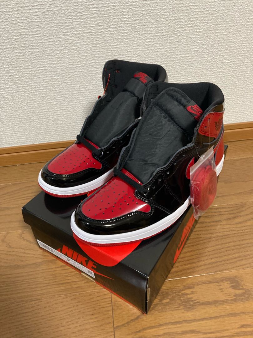 Nike Air Jordan 1 Retro High Og "Bread Patent" Black/HoWight Varsity Red 555088-063 27.5cm