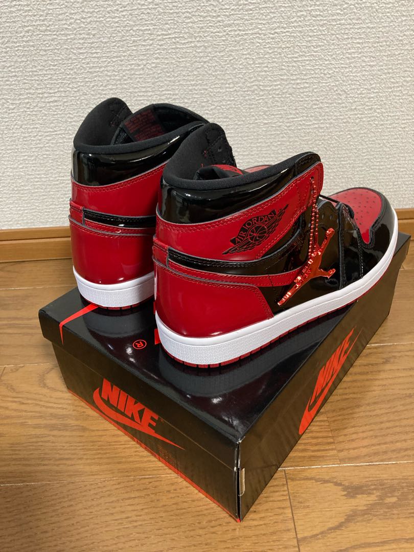 Nike Air Jordan 1 Retro High Og "Bread Patent" Black/HoWight Varsity Red 555088-063 27.5cm