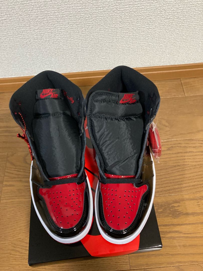 Nike Air Jordan 1 Retro High Og "Bread Patent" Black/HoWight Varsity Red 555088-063 27.5cm