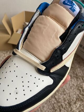 フラグメント デザイン × トラヴィス・スコット × ナイキ エアジョーダン 1 ロー Og セイル/ミリタリー ブルーブラックモスリン DM7866-140 27cm