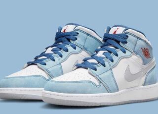 Nike GS Air Jordan 1 Mid "White/University Blue/Grey" DR6235-401  24cm