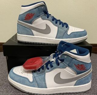 ナイキ エアジョーダン1 ミッド "ホワイト/ユニバーシティーブルー/グレー" 27cm