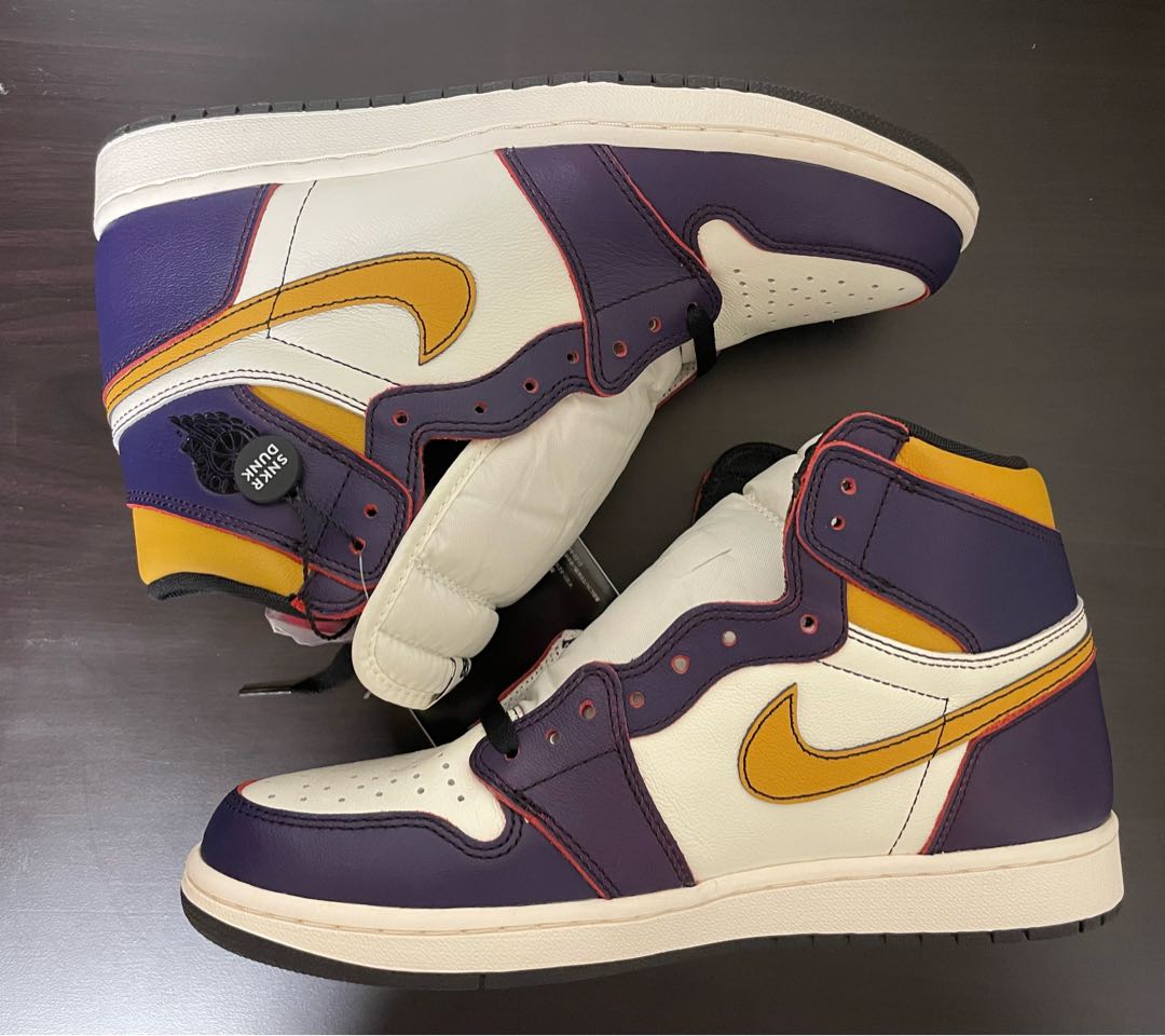 Nike SB Air Jordan 1 Retro High Og Defiant "La To Chicago" Court Purple/Sail University Gold Black CD6578-507 28cm