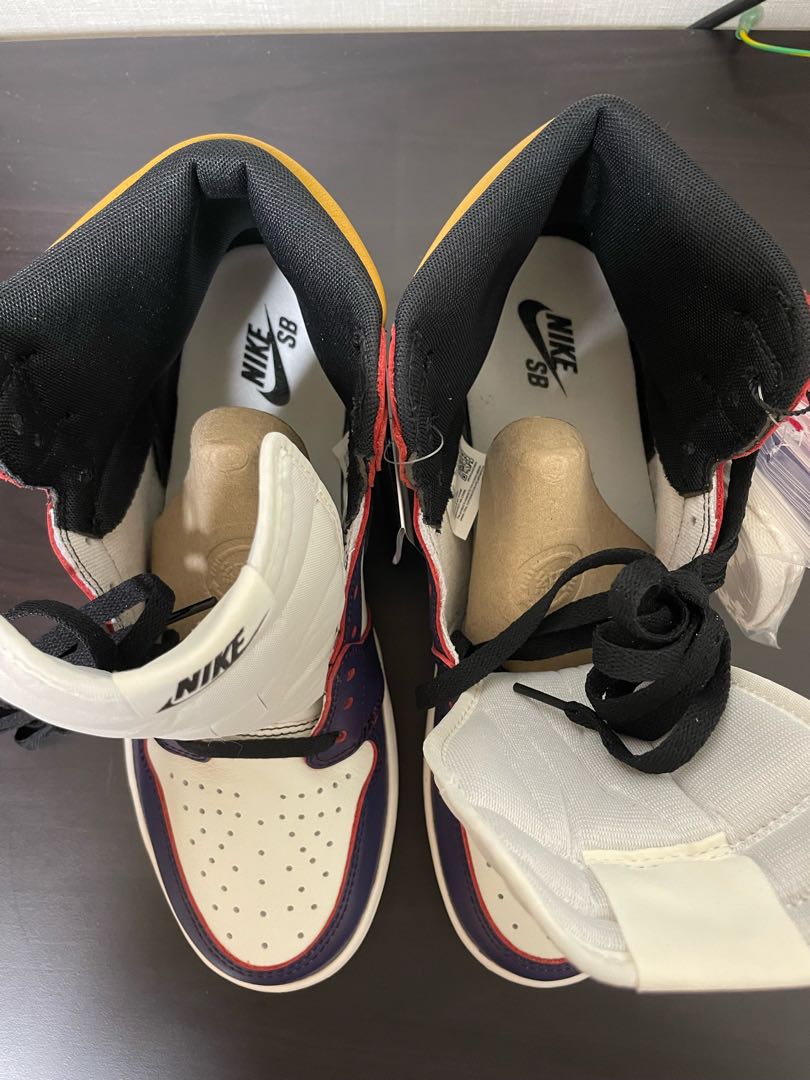 Nike SB Air Jordan 1 Retro High Og Defiant "La To Chicago" Court Purple/Sail University Gold Black CD6578-507 28cm