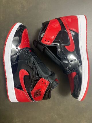 Nike Air Jordan 1 Retro High Og "Bread Patent" Black/HoWight Varsity Red 555088-063 27cm
