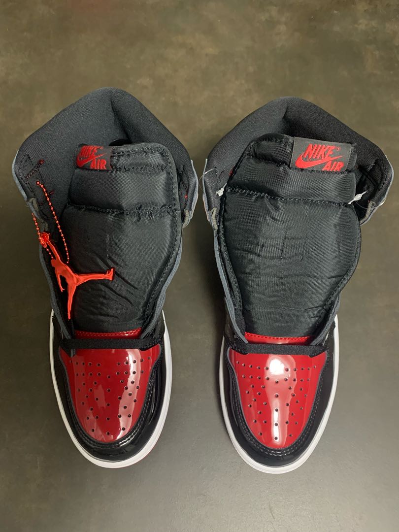 Nike Air Jordan 1 Retro High Og "Bread Patent" Black/HoWight Varsity Red 555088-063 27cm