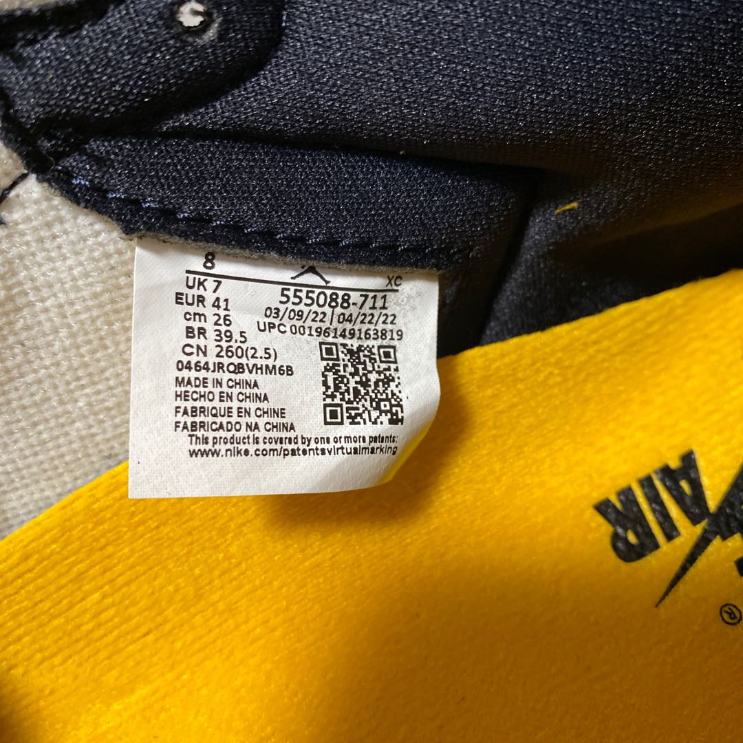 Nike Air Jordan 1 Retro High Og "Yellow Toe" Black/Taxi HoWight 555088-711 26cm