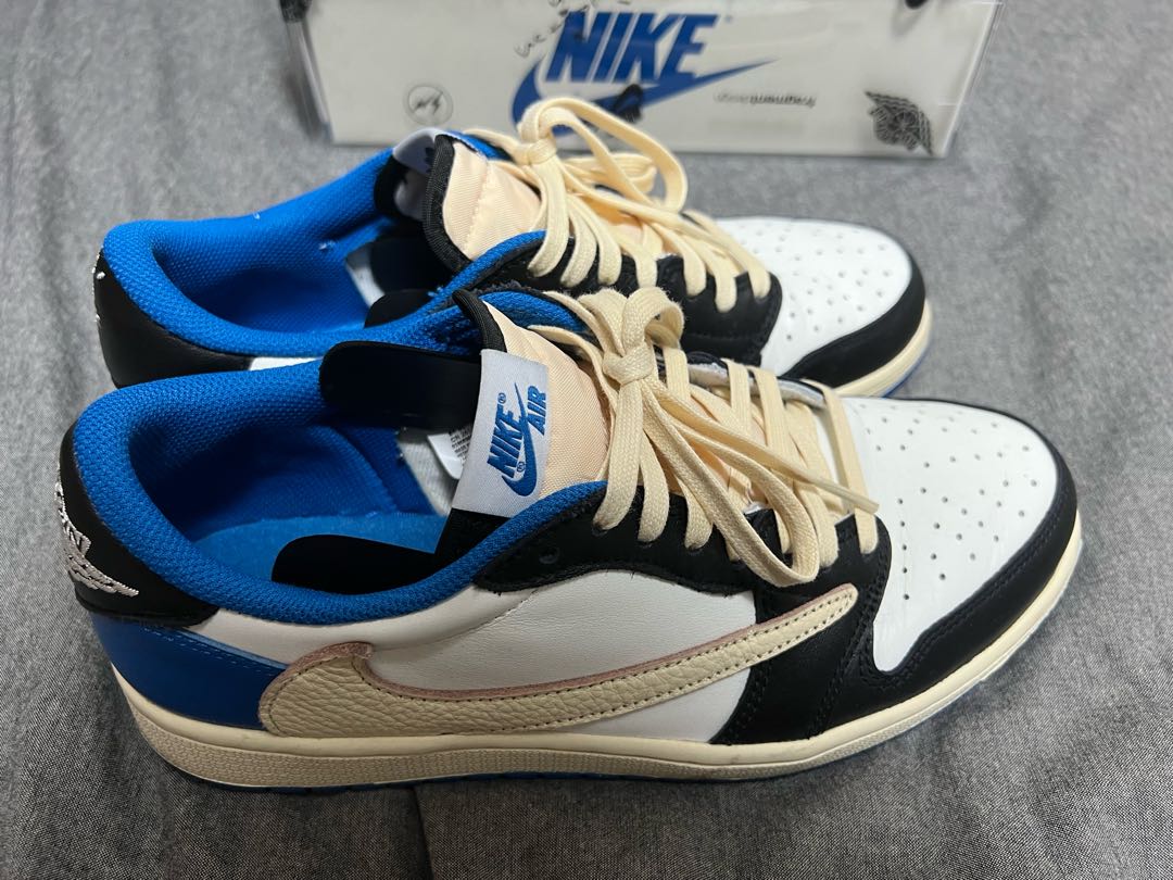 フラグメント デザイン × トラヴィス・スコット × ナイキ エアジョーダン 1 ロー Og セイル/ミリタリー ブルーブラックモスリン DM7866-140 26.5cm