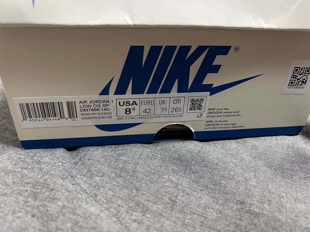 フラグメント デザイン × トラヴィス・スコット × ナイキ エアジョーダン 1 ロー Og セイル/ミリタリー ブルーブラックモスリン DM7866-140 26.5cm